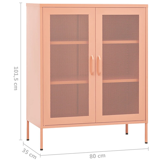 Emrik Steel Storage Cabinet With 2 Doors In Pink