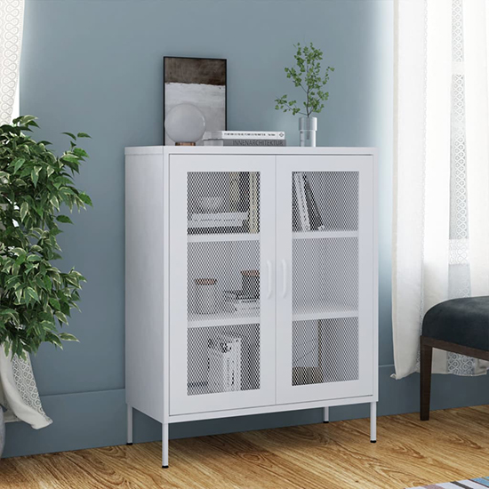 Photo of Emrik steel storage cabinet with 2 doors in white