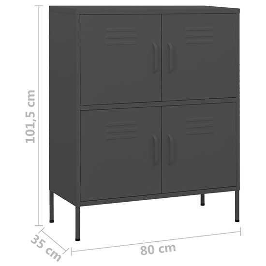 Emrik Steel Storage Cabinet With 4 Doors In Antracite