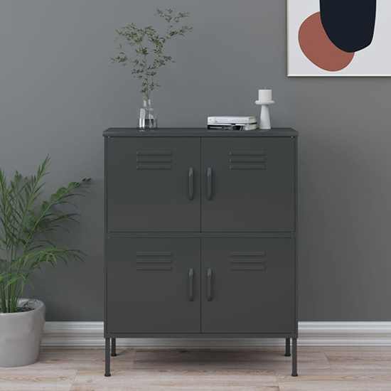 Emrik Steel Storage Cabinet With 4 Doors In Antracite