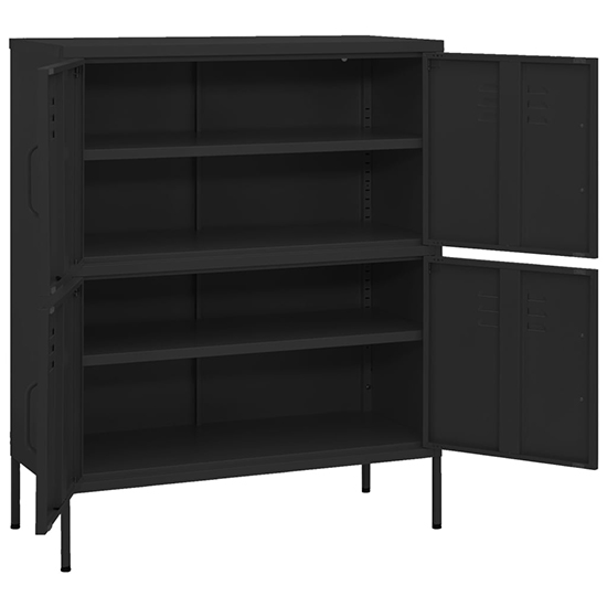 Emrik Steel Storage Cabinet With 4 Doors In Black