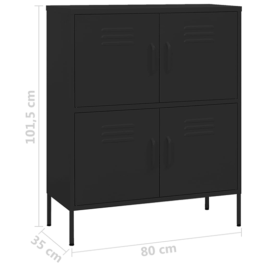 Emrik Steel Storage Cabinet With 4 Doors In Black