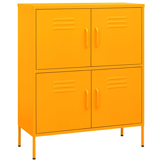 Emrik Steel Storage Cabinet With 4 Doors In Mustard Yellow