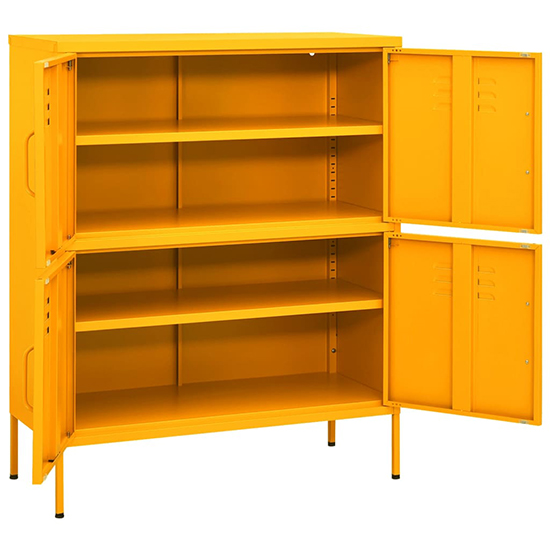 Emrik Steel Storage Cabinet With 4 Doors In Mustard Yellow_4