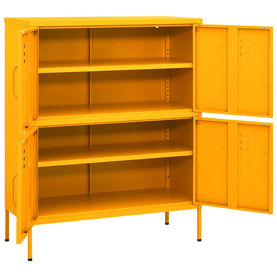 Emrik Steel Storage Cabinet With 4 Doors In Mustard Yellow