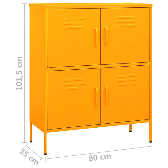 Emrik Steel Storage Cabinet With 4 Doors In Mustard Yellow