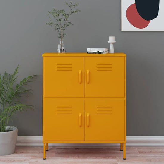Emrik Steel Storage With 2 Doors In Orange Furniture in Fashion