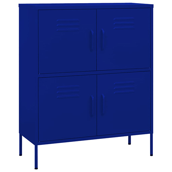 Emrik Steel Storage Cabinet With 4 Doors In Navy Blue