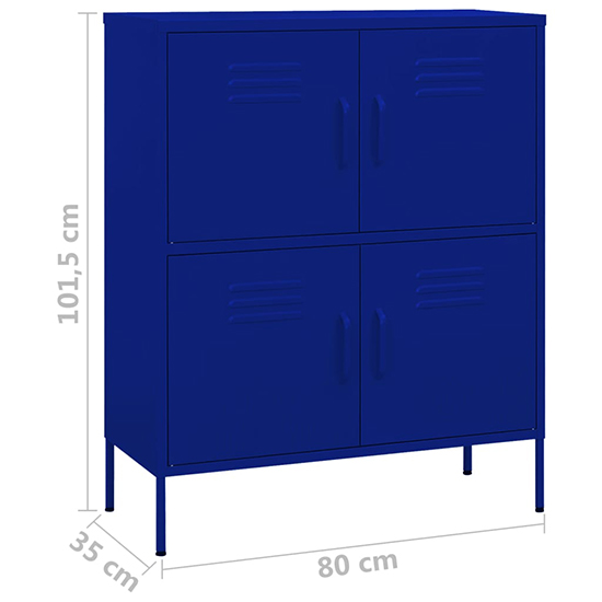Emrik Steel Storage Cabinet With 4 Doors In Navy Blue