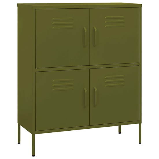 Emrik Steel Storage Cabinet With 4 Doors In Olive Green