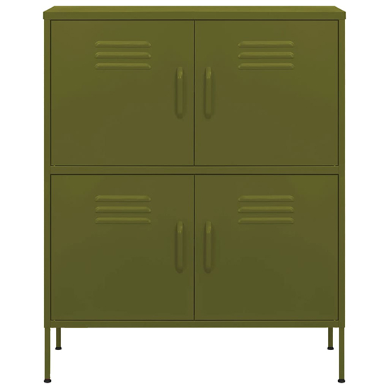 Emrik Steel Storage Cabinet With 4 Doors In Olive Green