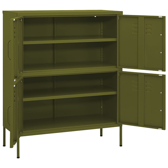 Emrik Steel Storage Cabinet With 4 Doors In Olive Green_4