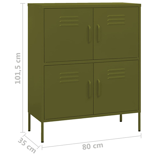 Emrik Steel Storage Cabinet With 4 Doors In Olive Green