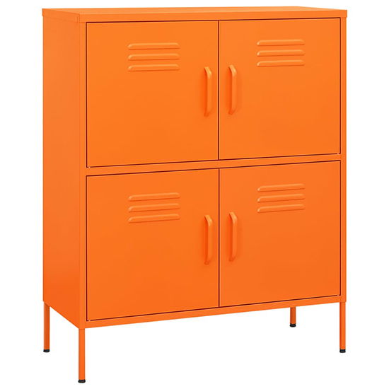 Emrik Steel Storage Cabinet With 4 Doors In Orange