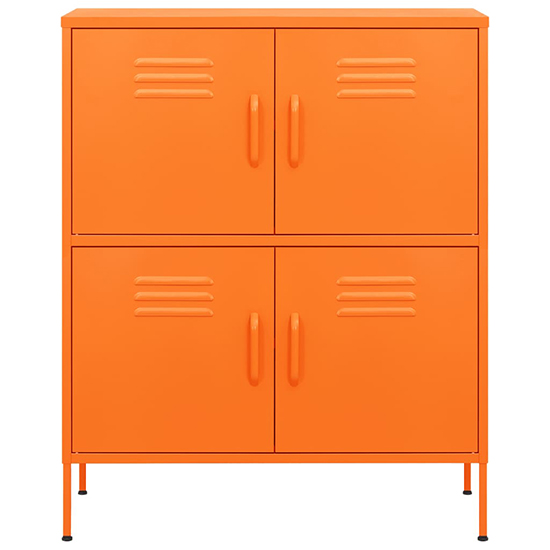 Emrik Steel Storage Cabinet With 4 Doors In Orange