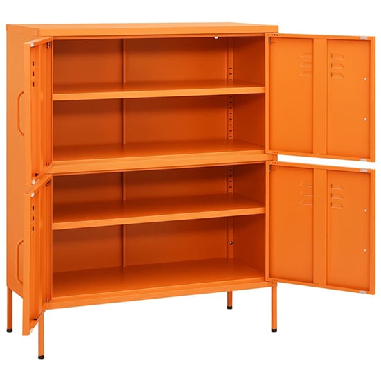 Emrik Steel Storage Cabinet With 4 Doors In Orange_4