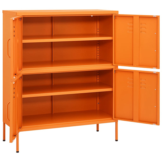 Emrik Steel Storage Cabinet With 4 Doors In Orange