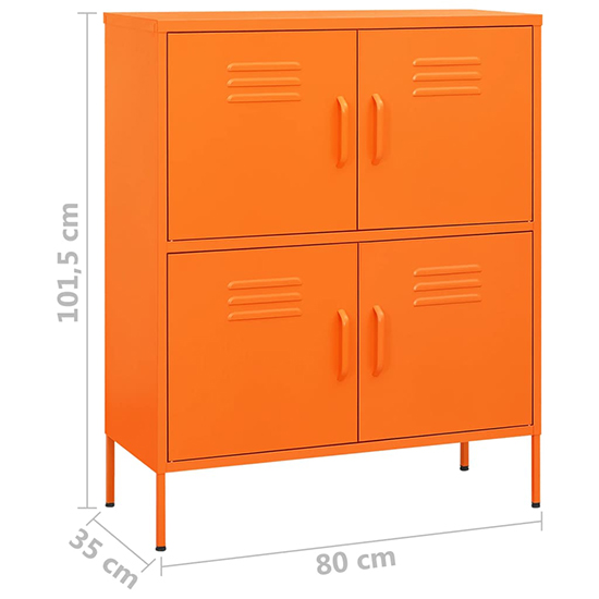Emrik Steel Storage Cabinet With 4 Doors In Orange_5