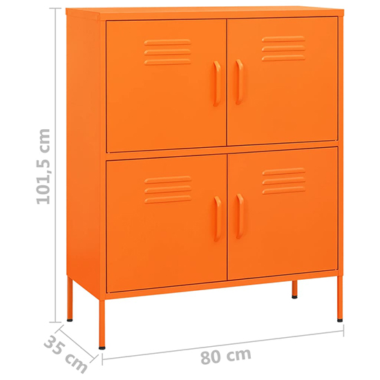 Emrik Steel Storage Cabinet With 4 Doors In Orange