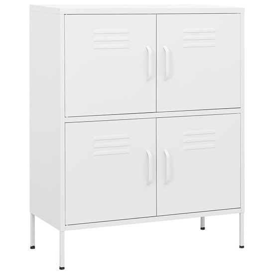 Emrik Steel Storage Cabinet With 4 Doors In White