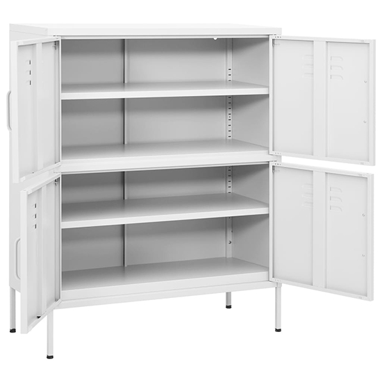 Emrik Steel Storage Cabinet With 4 Doors In White