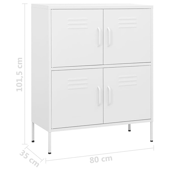 Emrik Steel Storage Cabinet With 4 Doors In White