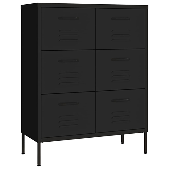 Emrik Steel Storage Cabinet With 6 Drawers In Black