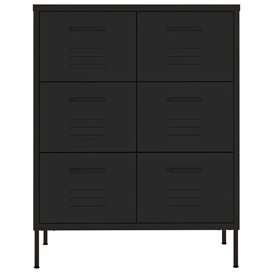 Emrik Steel Storage Cabinet With 6 Drawers In Black