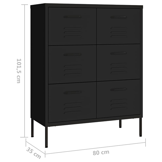Emrik Steel Storage Cabinet With 6 Drawers In Black