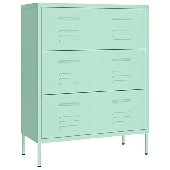 Emrik Steel Storage Cabinet With 6 Drawers In Mint_2