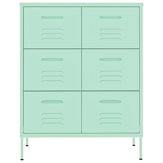 Emrik Steel Storage Cabinet With 6 Drawers In Mint
