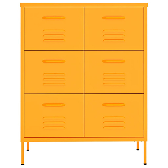 Emrik Steel Storage Cabinet With 6 Drawers In Mustard Yellow_3