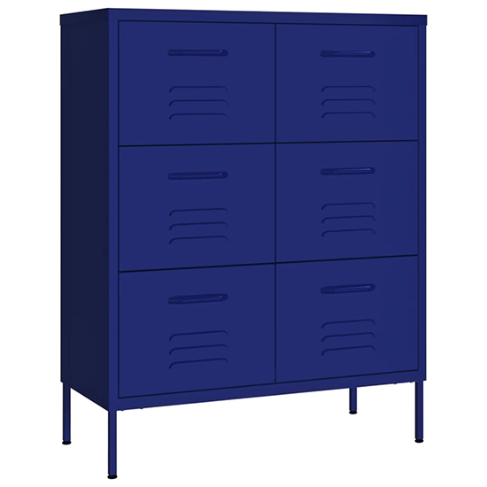 Emrik Steel Storage Cabinet With 6 Drawers In Navy Blue