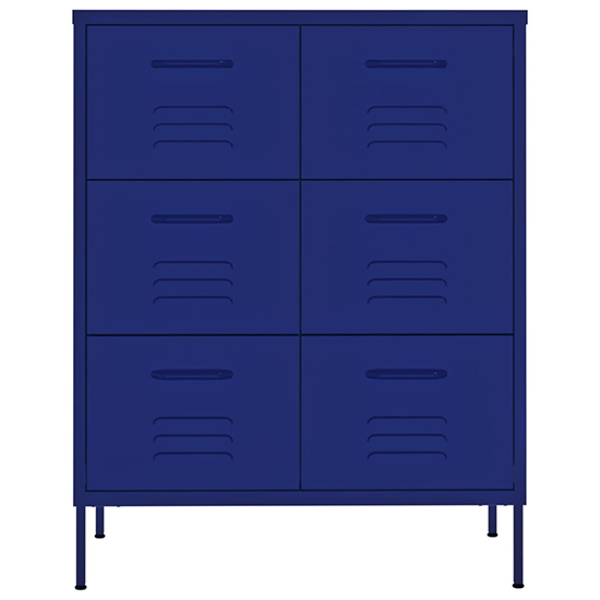 Emrik Steel Storage Cabinet With 6 Drawers In Navy Blue