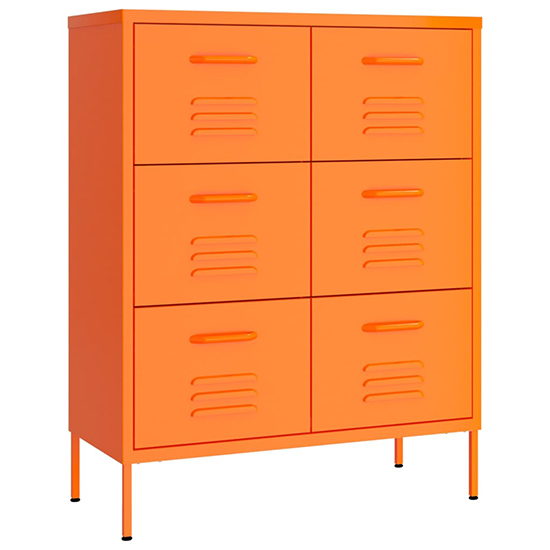 Emrik Steel Storage Cabinet With 6 Drawers In Orange