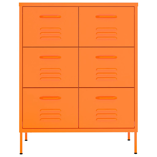 Emrik Steel Storage Cabinet With 6 Drawers In Orange