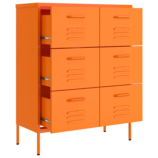 Emrik Steel Storage Cabinet With 6 Drawers In Orange