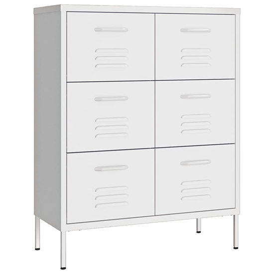 Emrik Steel Storage Cabinet With 6 Drawers In White