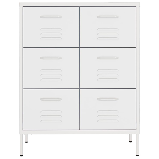 Emrik Steel Storage Cabinet With 6 Drawers In White