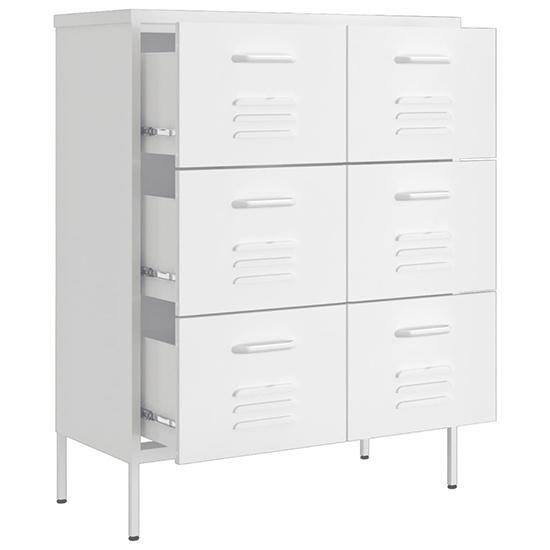 Emrik Steel Storage Cabinet With 6 Drawers In White
