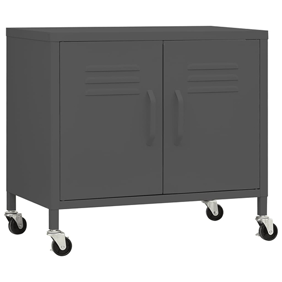 Emrik Steel Storage Cabinet With Castors In Anthracite