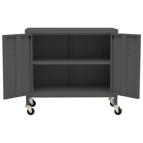 Emrik Steel Storage Cabinet With Castors In Anthracite