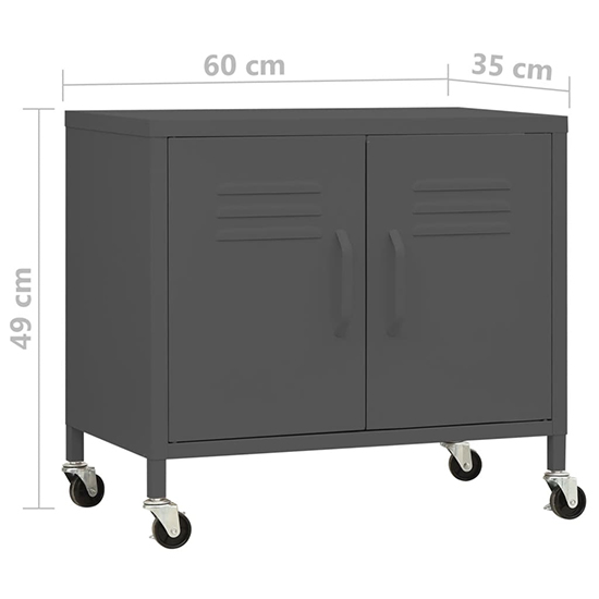Emrik Steel Storage Cabinet With Castors In Anthracite