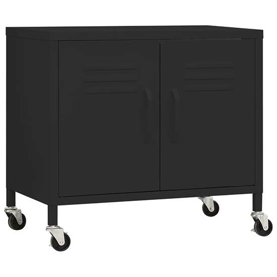 Emrik Steel Storage Cabinet With Castors In Black