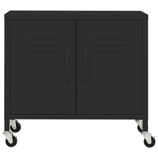 Emrik Steel Storage Cabinet With Castors In Black_3