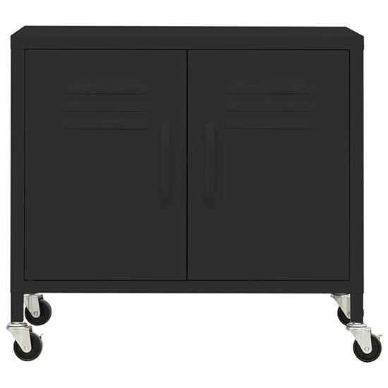 Emrik Steel Storage Cabinet With Castors In Black