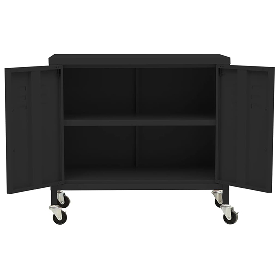 Emrik Steel Storage Cabinet With Castors In Black