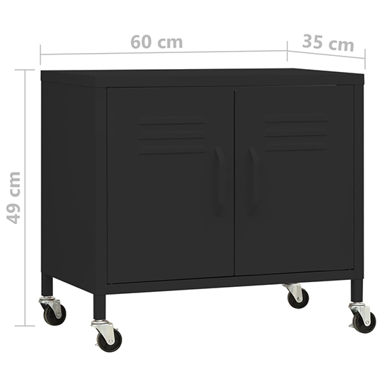 Emrik Steel Storage Cabinet With Castors In Black_5