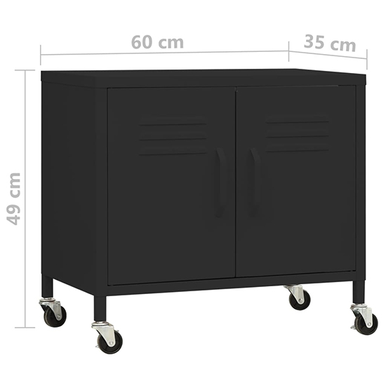 Emrik Steel Storage Cabinet With Castors In Black