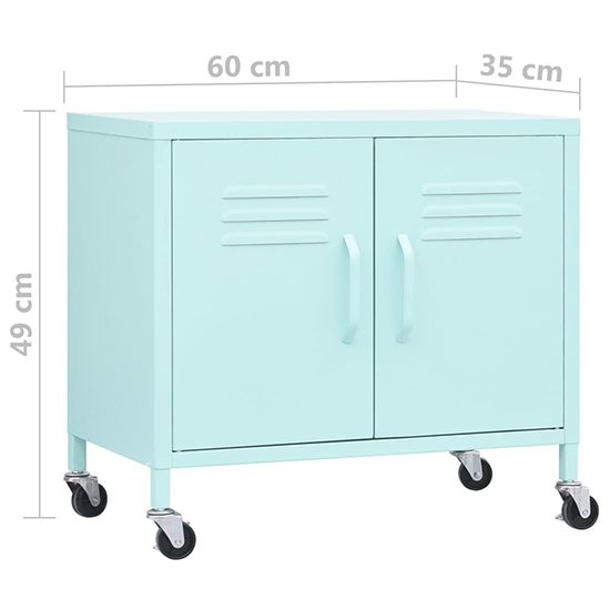 Emrik Steel Storage Cabinet With Castors In Mint